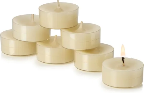 Vista 2 de PARNOO Velas de cera de abeja blanca 100% natural en vasos de plástico transparente, 4 horas de tiempo de combustión, paquete de 24