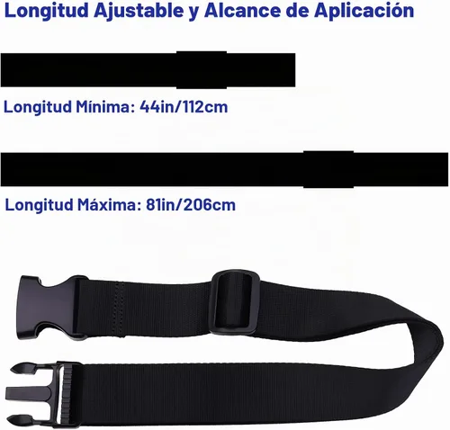 Vista 3 de Correas de equipaje, conector de equipaje, correas para maleta, cinturón de maleta ajustable resistente, accesorio de viaje para conectar su Negro