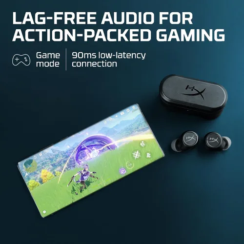 Vista 5 de HyperX Cirro Buds Pro - Auriculares inalámbricos verdaderos, cancelación activa de ruido, ANC, modo de sonido ambiental, baja latencia, Bluetooth