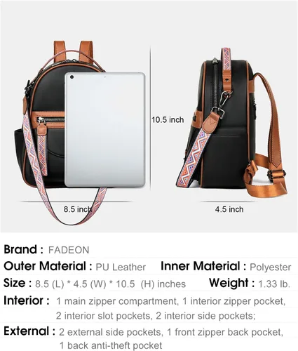 Vista 7 de FADEON Bolsos cruzados para mujer y bolso mochila Colección Marrón