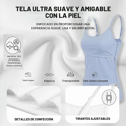 Vista 3 de Emmalise Camiseta de mujer con brasier integrado, soporte de tela sin varillas, camisola corta