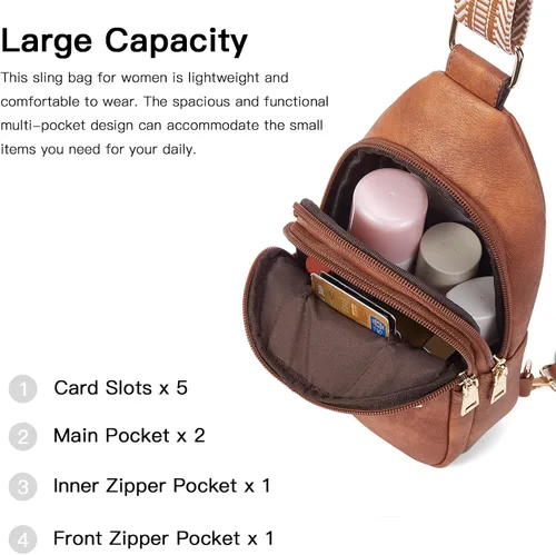 Vista 3 de Telena Sling Bag for Women Crossbody Fanny Packs for Women Leather Sling Chest Bag