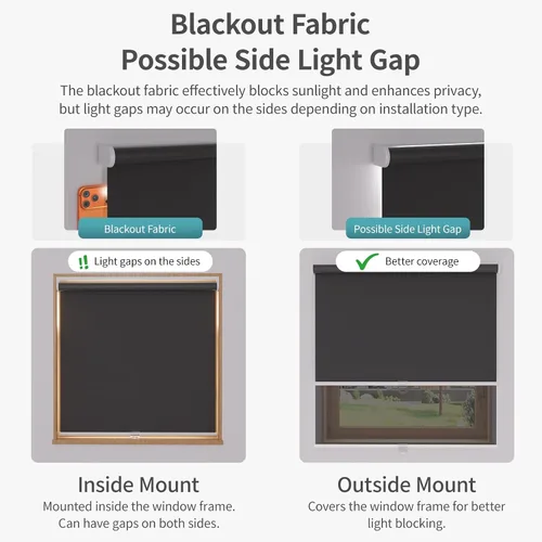 Vista 3 de MYshade Persianas Enrollables Opacas sin Cordón, Oscurecimiento de Habitación con Parada Libre, Persianas Enrollables para Ventanas, Persiana