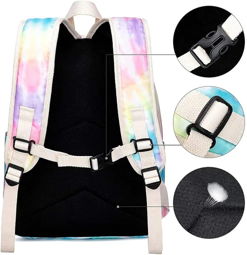 Vista 4 de CAMTOP Juego de morral y lonchera para niñas de preescolar y primaria