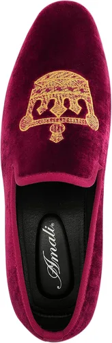 Vista 4 de Amali Crown Zapatos de terciopelo para hombre con pieza de corona de joyería Zapatos de vestir para hombre Mocasines formales de terciopelo