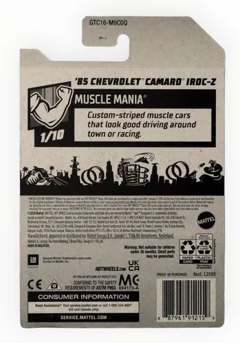 Vista 2 de Hot Wheels - Chevrolet Camaro IROC-Z '85 - Muscle Mania 1/10 [Azul] #191/250