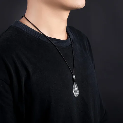 Vista 8 de AnuClub Collar con colgante de escultura de Buda Guanyin de plata de ley S999, amuleto de la suerte, joyería de San Patrono del zodiaco chino