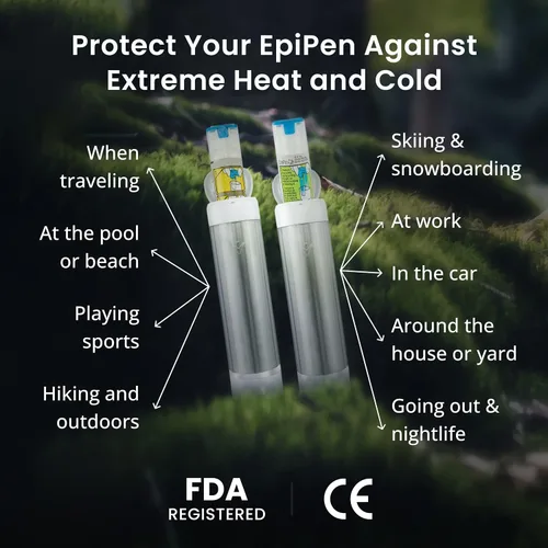 Vista 5 de VIVI Epi - Funda de transporte portátil para EpiPens - Funda de viaje para bolígrafos de epinefrina Mylan/Viatris - Aislada para frío y calor
