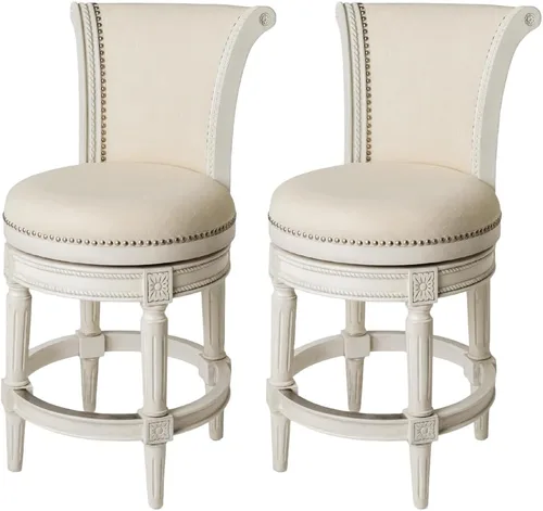 Vista 16 de Maven Lane Pullman Taburete de mostrador, marco de madera maciza blanca, 26 blanco (alabaster white)