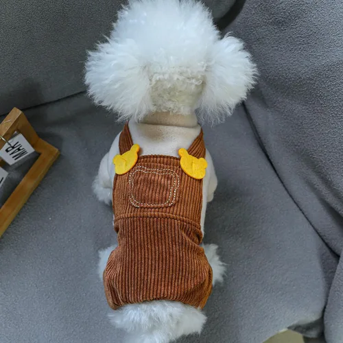 Vista 4 de Mono de perro con forro de lana cálida, mono lindo de una pieza para perros pequeños, disfraz de Chihuahua Yorkies marrón (bear brown)