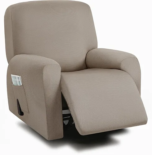 Vista 13 de ULTICOR Fundas para sofá reclinable de 8 piezas, fundas elásticas con hilo teñido para sofá reclinable de 3 cojines, gruesas, suaves y lavables Gris