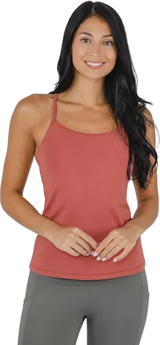 Vista 2 de Yogalicious - Camiseta ligera y ultra suave de tirantes con brasier de soporte integrado.