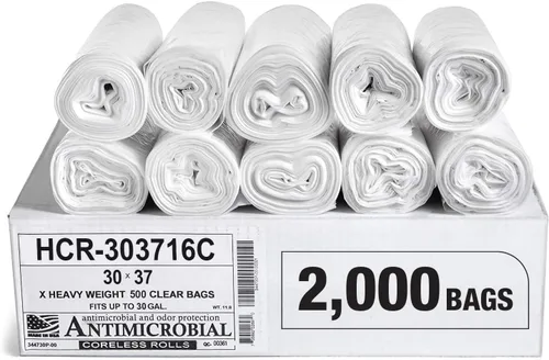 Vista 18 de Aluf Plastics Bolsas de basura de alta densidad, 10 galones, 4000 unidades, 6 micras (eq), 24 x 24 pulgadas, negras, para baño, oficina, industrial