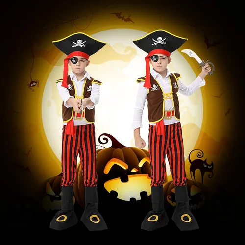 Vista 6 de Disfraz de pirata para niños, juego de rol de pirata, disfraz de pirata para Halloween
