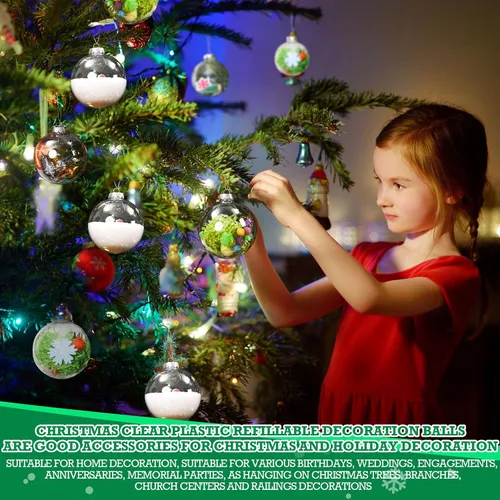 Vista 6 de Wettarn 12 bolas de adornos de Navidad transparentes de 4 pulgadas