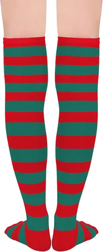 Vista 3 de Century Star Calcetines altos hasta el muslo, medias atléticas a rayas para mujer, calcetines largos de tubo por encima de la rodilla, calcetines