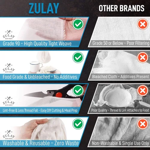 Vista 7 de Zulay - Paño de queso ultra fino de grado 90, sin blanquear y reutilizable, paños de queso de algodón puro de grado alimenticio para cocinar, colar