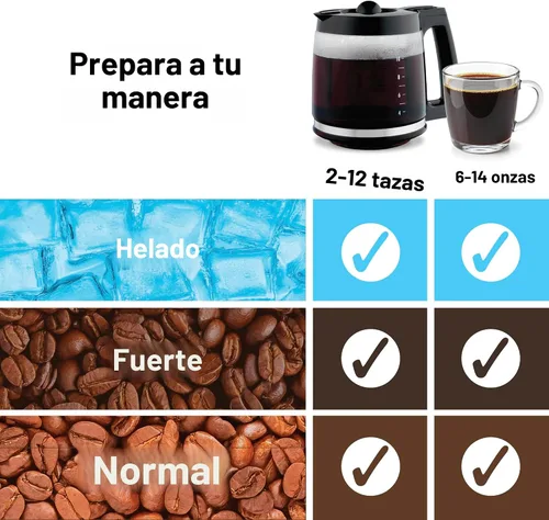 Vista 4 de Hamilton Beach - Cafetera de goteo de 2 vías y cafetera de una sola porción Hot & Iced Coffee Maker 12 Cup Glass Carafe AquaFlow Showerhead