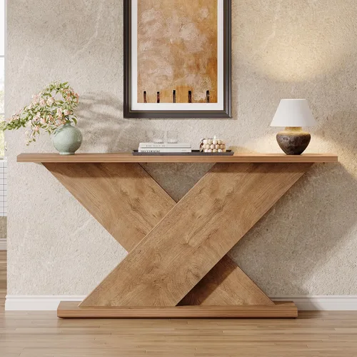 Vista 6 de Tribesigns Mesa consola de granja de 63 pulgadas, mesa de sofá de madera detrás del sofá con almacenamiento, estación de sofá de entrada larga