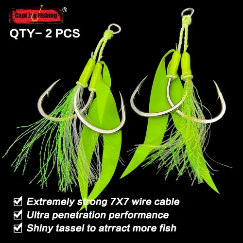 Vista 2 de Capt Jay - Ganchos de ayuda de pesca, Jigging Slow Fast Jigs Stinger Hook para bailar y pescar