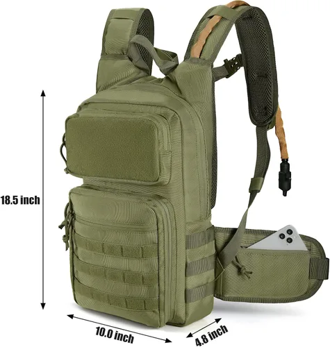 Vista 4 de FRTKK Mochila táctica de hidratación ligera con aislamiento para agua, mochila de hidratación Molle para senderismo, correr, ciclismo, escalada