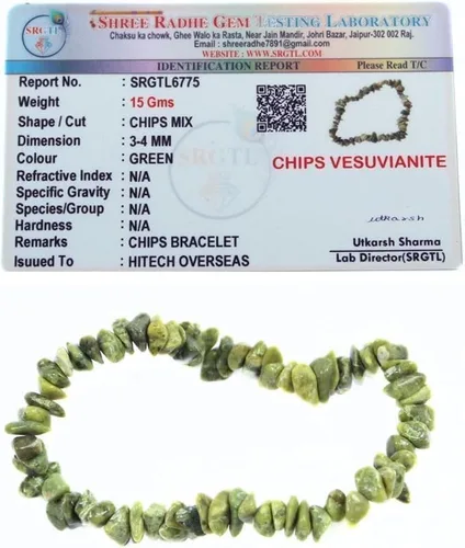 Vista 2 de Hijet Hermosa pulsera de virutas de vesuvianita para hacer joyas, equilibrio de energía positiva, armonía, suerte, yoga, meditación, reiki, único