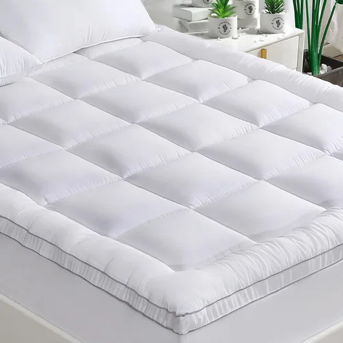 Vista 8 de GRT Cubrecolchón tipo almohada Individual, de rayón con cubierta de bambú, acolchado con relleno alternativo de plumón 3D de 900gsm, colchón