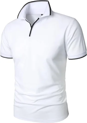 Vista 2 de HOOD CREW Polo para hombre, diseño básico, informal, con cuello en V