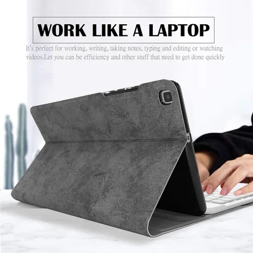 Vista 9 de Funda para teclado Galaxy Tab A 8.0 2019 [retroiluminada, SM-T290, SM-T295], teclado inalámbrico desmontable de 7 colores con funda de soporte de PU