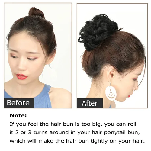 Vista 6 de 2 extensiones de cabello desordenado para moño (12) Banda de goma ondulada y rizada elástica para coleta de caballo