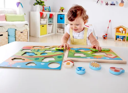 Vista 2 de Hape 3 – 1 Kids Pepe & Friends – Puzzle de madera Puzzle (3 piezas)
