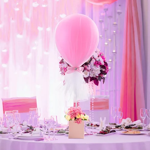Vista 5 de Globos tutú de tul rosa con caja de dulces para centros de mesa de baby shower, mariposas para niñas, fiesta de cumpleaños, decoración de mesa