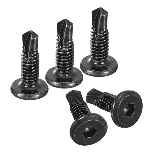 Vista 23 de uxcell Tornillos Autorroscantes de Encaje Hexagonal, 1/4 x 1 Acero Inoxidable 410 Tornillo de Perforación de Cabeza Plana para Chapa Metálica 100