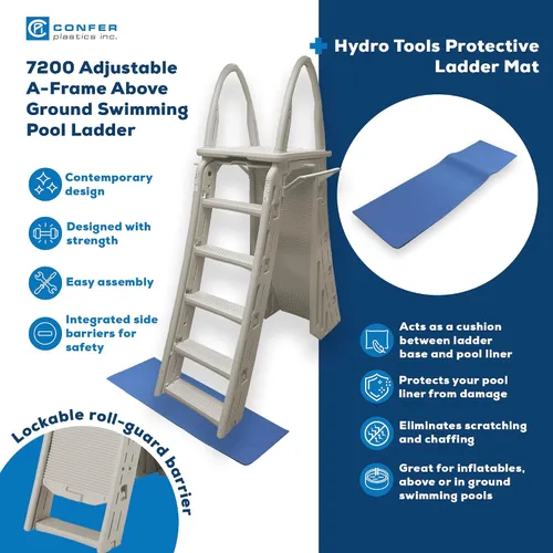 Vista 5 de Swimline 7200 Escalera de seguridad ajustable con marco en A con protector antivuelco para piscinas elevadas e hidroherramientas por Swimline 9 x 24