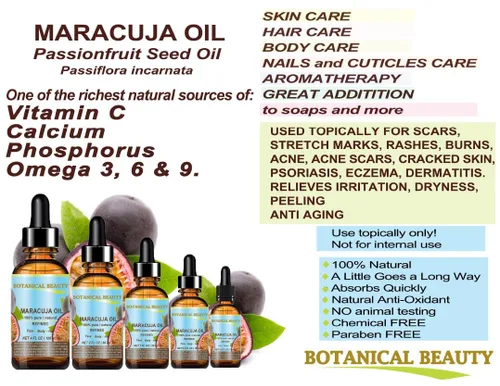 Vista 8 de Botanical Beauty Aceite de maracuja 100% puro y natural prensado en frío sin diluir para cara, piel, cabello, cuerpo, labios, uñas, 1 onza líquida