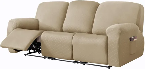 Vista 34 de vctops Funda reclinable con diamantes de 4 piezas, funda elástica para sofá reclinable de 1 plaza, protector suave y sólido para muebles con correa