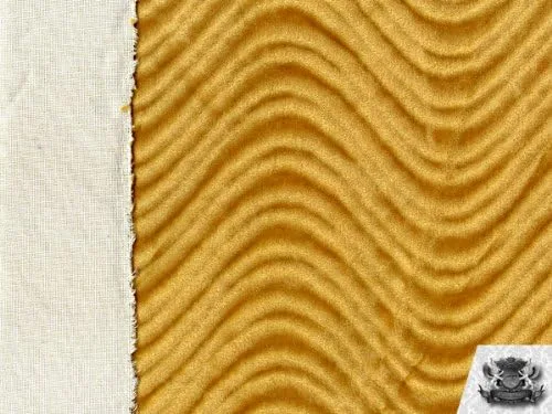 Vista 2 de Tela de tapicería de terciopelo Flocado Swirl Gold