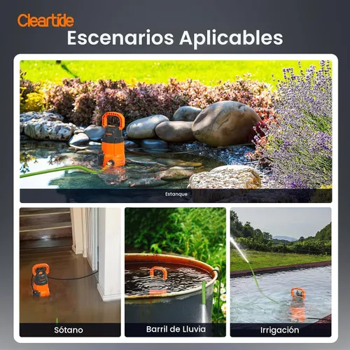 Vista 9 de Cleartide Bomba de Sumidero Sumergible, Sensor de Agua Inteligente Auto Encendido/Apagado, Modo Manual/Automático, Bomba de Agua de Utilidad