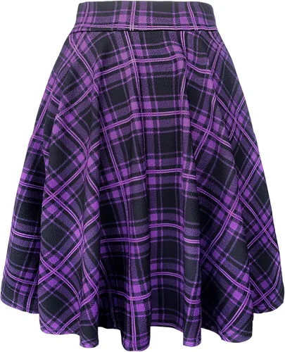 Vista 2 de EXCHIC Falda básica para mujer, estilo patinadora, casual, elástica, plisada, minifalda con vuelo midi de línea A 10