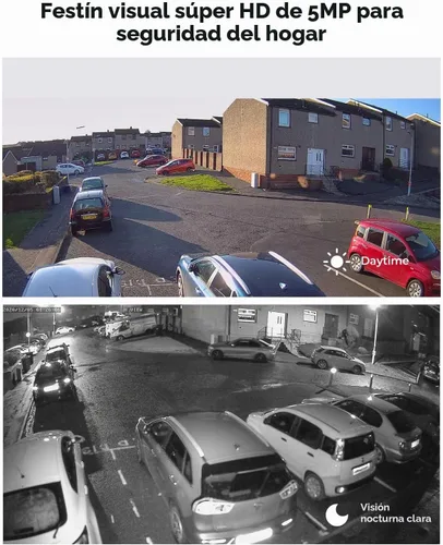 Vista 2 de (Compatible con Hikvision) H.VIEW Cámara POE para exteriores de 5 MP con torreta de seguridad IP, visión nocturna IR de 100 pies, lente fija