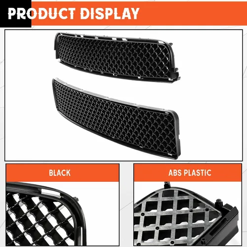 Vista 5 de Kojem Parrilla Delantera Superior e Inferior Compatible con Scion tC 2005-2010 Plástico ABS Parachoques Capó Rejilla de Malla Negra