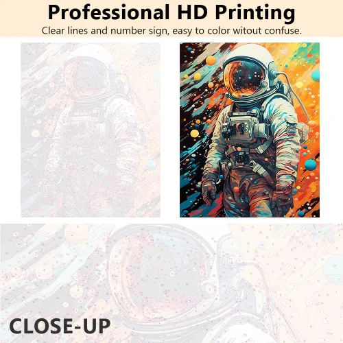 Vista 5 de TUMOVO Pintura por números para adultos y niños – Kit de pintura acrílica de astronauta colorido, 16 x 20 pulgadas