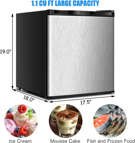 Vista 7 de GOFLAME Refrigerador compacto, mini refrigerador vertical de 1.1 pies cúbicos con puerta reversible y control de termostato ajustable para el hogar