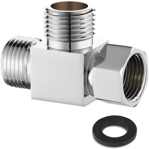 Vista 21 de Adaptador desviador de agua, 4 vías X1, conector de manguera G1/2", latón cromado, plata