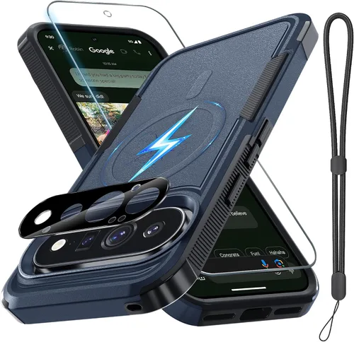 Vista 24 de Funda para Google Pixel 9A, de cuerpo completo, resistente, a prueba de golpes, con correa de cordón, protector de pantalla de vidrio templado