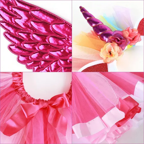 Vista 4 de Baby Girls Fairy Costume Fancy Dress Up Tulle Tutu Skirt Set for 3-8 Years Girls
