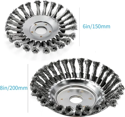 Vista 4 de Cabezal cortador de malezas de alambre de acero giratorio de 6 pulgadas + 8 pulgadas con cabezales universales compatibles con recortadoras