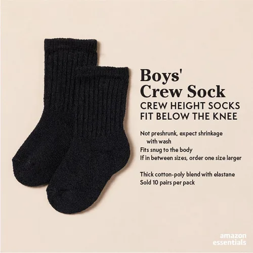 Vista 5 de Amazon Essentials Calcetines de algodón unisex para niños y niños pequeños, 10 pares
