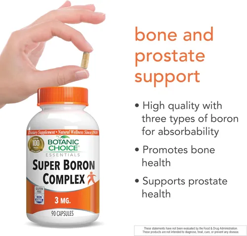 Vista 4 de Botanic Choice Super Boro Complex (3 mg) - Promueve la salud ósea y de la próstata mediante la metabolización del calcio y el magnesio - 3 formas