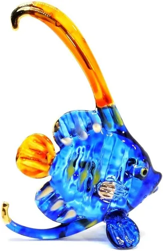 Vista 5 de Mini figuras de pez estandarte de cristal hecho a mano de 3 pulgadas, arte de vidrio soplado, animales oceánicos en miniatura/figuras